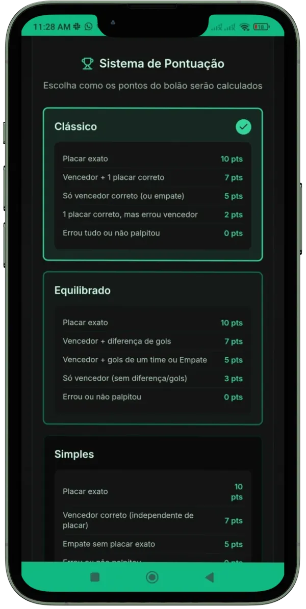 Escolher pontuação