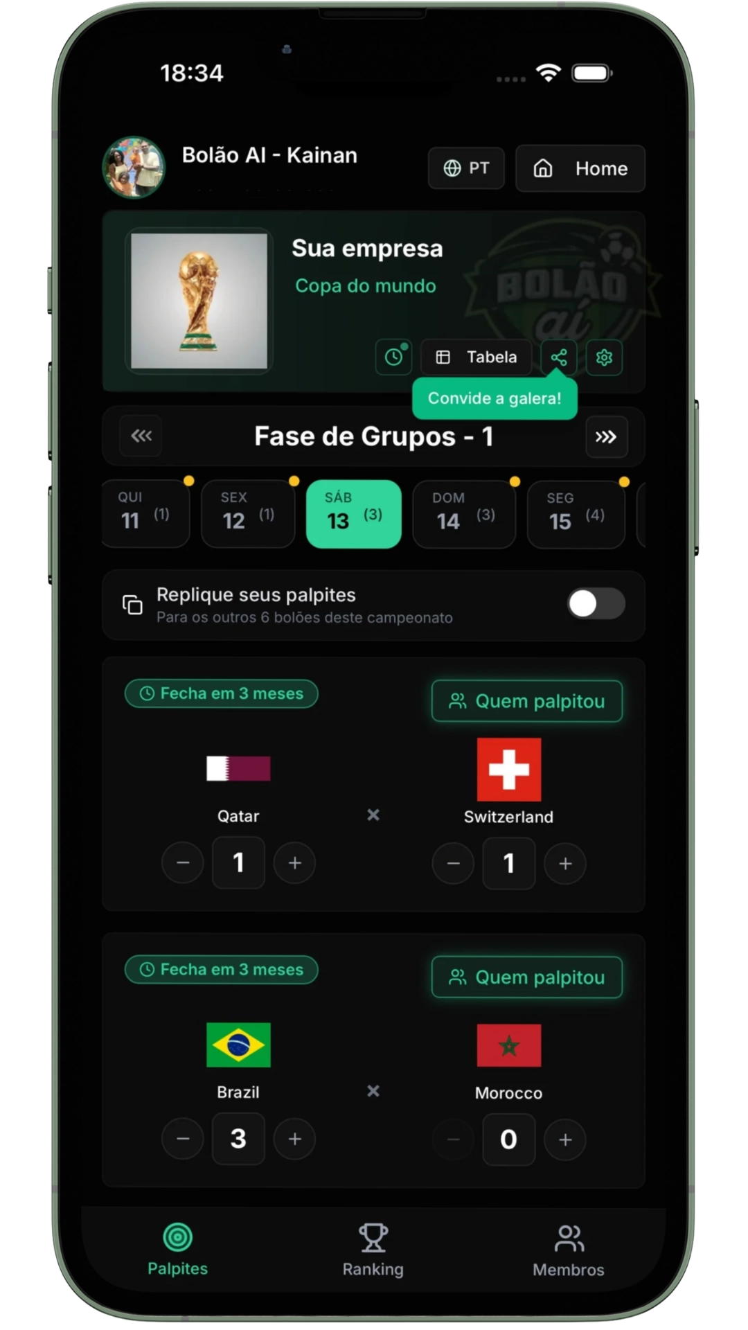 Bolão AI - Tela Principal